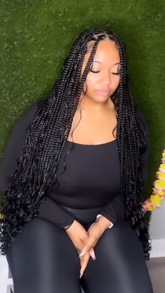 Knotless Braids With Spanish Curls, Medium Large Boho Knotless Braids, Spanish Curls, Long Twists, Knotless Braids With Curls, Boho Knotless Braids, Boho Knotless, Braided Hairstyles For Black Women Cornrows, Vacation Hairstyles