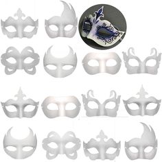 PRICES MAY VARY. 【Ships from USA】High Quality Materials White Mask: 14 PCS white masquerade masks are made of high quality eco-friendly hard paper pulp, easy to paint, good shape, can’t be easily broken when you lost to the ground accidentally. It’s Time To Show Your Artistic Ability: these blank masks is no pattern,no design, you can play your own imagination to create a beautiful mask that belongs to you.It is good chance for you to do arts ,craft and design your own mask.Perfect for art class Butterfly Masquerade Mask, Diy Eye Mask, Masquerade Mask Diy, White Masks, Mask Shapes, Masks Crafts, Party Mask