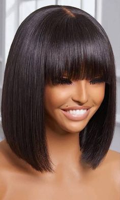 Cute Bob Hairstyles With Bangs, Orange Braids, Fringe Wigs, Bang Fringe, Fringe Bob, Weave Bob Hairstyles, Fringe Wig, Bobbed Hairstyles With Fringe, Bang Wig