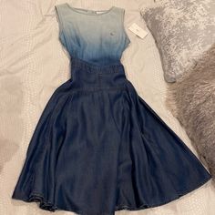 Nwt. A Soft Luxe Denim Ombr Dress. Size 12 Big Kids. Gucci Fitted Midi Length Dress, Gucci Knee-length Dress For Spring, Gucci Fitted Dress For Spring, Chic Gucci Dresses For Spring, Silk Organza Dress, Gucci Dresses, Baby Pink Dresses, Wool Knitted Dress, Gucci Dress