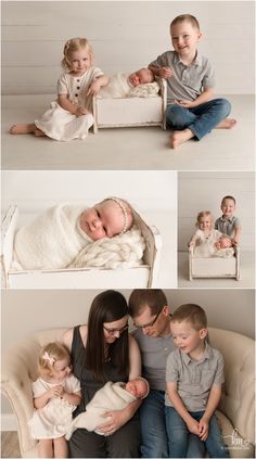 a collage of photos with two babies and one adult