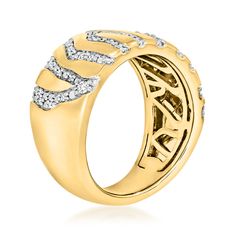 Ross-Simons - .33ct t. w. Diamond Tiger Stripe Ring in 18kt Yellow Gold Over Sterling. Size 9. Earn your tiger stripes in a stylish way with this chic ring, featuring .33 ct. t. w. round brilliant-cut diamonds in 18kt yellow gold over sterling silver. 3/8" wide. Diamond tiger stripe ring. Diamond birthstones are the perfect gift for April birthdays. Chic Rings, April Birthday, Diamond Birthstone, Tiger Stripes, Ring Diamond, Round Brilliant Cut Diamond, Round Brilliant, Diamonds, Size 7