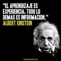 albert einstein quote on black background with caption in spanish