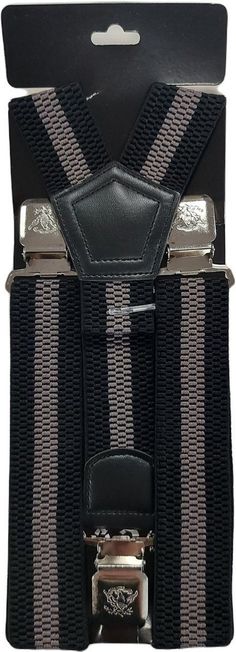 Sturdy suspender: Stylish suspender for every occasion. The suspenders have a wide size of approximately 3.5 cm, are approximately 115 cm long and have a Y-shape with a clip at the back and two clips at the front. The metal sliding clips can make the suspenders longer or smaller. Formal Black Belts With Adjustable Strap, Elegant Black Belts And Suspenders With Adjustable Straps, Classic Black Belts And Suspenders With Adjustable Strap, Classic Black Belt With Adjustable Strap, Braces Men, Braces Colors, Braces, Grey Stripes, Suspenders