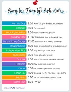 the simple family schedule for kids