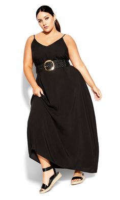 V Neck Maxi Dress - black Black Plus Size Dress, Maxi Evening Dress, Split Skirt, Plus Size Maxi, Maxi Dress Evening, Sammy Dress, Plus Size Kleidung, House Wedding, Sleeveless Maxi Dress