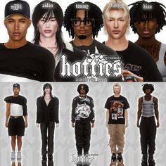 an image of male dolls with different hair styles and clothes for the same person in front of them