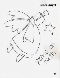 a coloring page with an angel holding a star in it's hand and the words peace