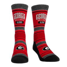 Cheer on your Georgia Bulldogs in these Graphic Rock 'Em Socks inspired by UGA's historic and legendary football helmets.Socks bare the UGA logo on both shins.Go Dawgs! S/M - Men 6-8.5, Women 7.5-10 L/XL - Men 9-13, Women 10.5-14.5 Go Dawgs, Logo Sketches, Style Athletic, Georgia Bulldogs, Sock Shop, Alabama Crimson, Alabama Crimson Tide, Athletic Fashion, Orlando Florida