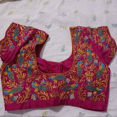 Heavy Embroidered Silk Blouse Size 36 Armpit To Armpit Measurements Is Approx 18" It Is Expensive As The Work Is Heavy & Detailed. I Have Posted Videos Please Check Due To Lighting There Can Be Slight Variation Multicolor Embroidered Choli With Pallu, Pink Anarkali Blouse With Intricate Embroidery, Multicolor Resham Embroidery Top For Wedding, Traditional Tops With Intricate Embroidery For Navratri, Semi-stitched Multicolor Embroidered Saree Top, Semi-stitched Multicolor Embroidered Blouse For Diwali, Semi-stitched Tops With Intricate Embroidery For Navratri, Navratri Long Sleeve Blouse With Floral Embroidery, Long Sleeve Blouse With Intricate Embroidery For Navratri