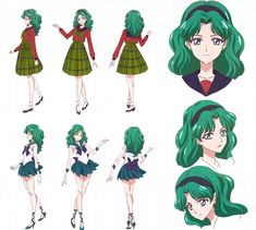 some anime character poses with green hair