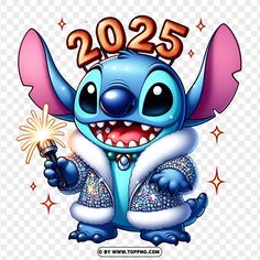 an image of a cartoon character holding a sparkler in his hand, with the year 205