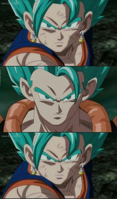 three different images of gohan and vegeta from the dragon ball anime series