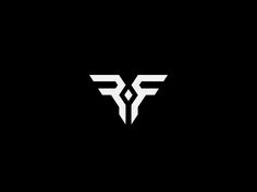 a black and white logo with the letter f in it's center, on a dark background