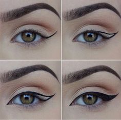 prob the easiest way to get that perfect swoop. Cat Eye Makeup Tutorial, Khol Eyeliner, Perfect Winged Eyeliner, Winged Eyeliner Tutorial, Mekap Mata