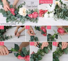 step by step instructions on how to make an artificial flower garland for your wedding bouquet