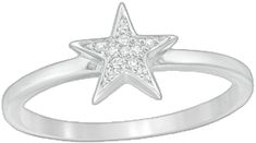 a white gold ring with a star on it