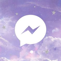 a purple background with stars and a white speech bubble in the middle that says facebook