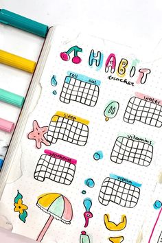 Summer Habit Tracker, August Habit Tracker, July Habit Tracker, June Habit Tracker, May Habit Tracker, June Mood Tracker, Tracker Bullet Journal Printable, Summer Bujo