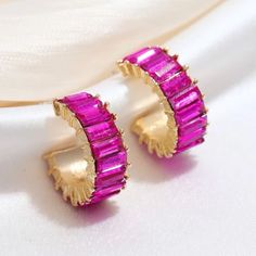 Both Are New. Never Worn. Hot Pink Earrings, White Hoop Earrings, Simple Hoop Earrings, Clear Earrings, Brown Earrings, Rhinestone Material, Open Hoop Earrings, Rhinestone Decor, Rhinestone Ring