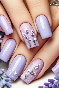 Summer Nails Purple, Nail Art For Summer, Art For Summer, Tulip Nails, Purple Nail Art, Fancy Nails Designs, Trendy Nail Art Designs, Purple Nail, Floral Nail Art