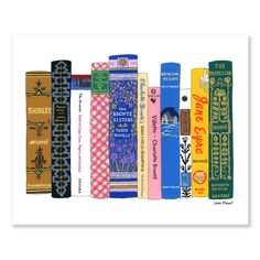 a row of books on a white background canvas print