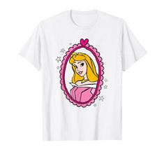 a white t - shirt with an image of princess aurora