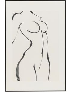 a black and white drawing of a woman's body with her hands on her hips