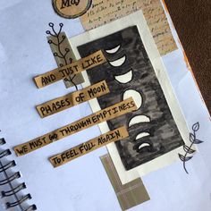 an altered book with words and pictures on it