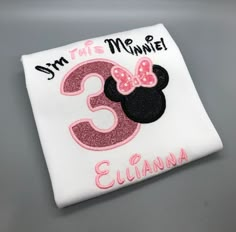 a minnie mouse birthday shirt with the number 3 on it