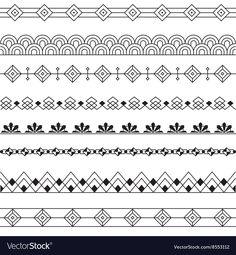 a set of black and white decorative lines