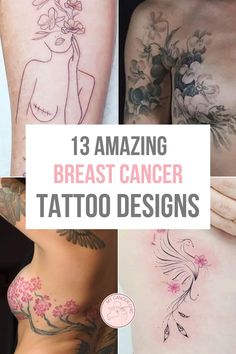 Sharing 13 breast cancer tattoo designs! You will also find tips on selecting a meaningful tattoo design for breast cancer survivors. Mastectomy Scar Tattoo, Tattoo Between Breast, Mastectomy Scars, Survivor Tattoo, Mastectomy Tattoo, Tattoos To Cover Scars, Meaningful Tattoo, Breast Surgery, Chest Workouts