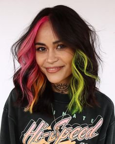 Hair Color 2023 Trends, Color Trends 2023, Edgy Hair Color, Color Block Hair, Cool Hair, Vivid Hair Color, Peekaboo Hair, Bold Hair Color, Multicolored Hair