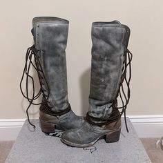 These Boots Are In Great Shape. They Have The Worn Cowboy Look To Them. True Size 8. Grey Cowboy Boots, Western Style Medium Width Knee-high Boots, Freebird By Steven Boots, Western Medium Width Knee-high Boots, Cheap Western Knee-high Cowboy Boots, Freebird By Steven, Over The Knee Boots, Over The Knee, Knee Boots