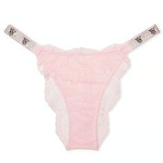 Shine Chain Strap Lace Brazilian Panty New Blossom Pink Low Rise High-Cut Leg Vs Monogram Logo Rhinestone Straps Minimal Back Coverage: Lots Of Cheek Peek Cotton Gusset Panel Partially Made From Recycled Materials Hand Wash Vs Undies, Vs Monogram, Dr Wardrobe, Desired Reality, Fame Dr, Lingerie Outfits, Pink Vs, Lace Inset, Lace Thong