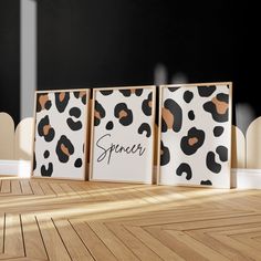 three black and white pictures with the word splenr on them in front of a wooden floor