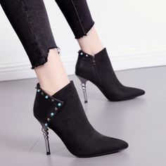 New autumn and winter pointed high-heeled suede stiletto women boots from Mileg  shoes Shoes Design, Platform Stilettos, High Shoes, Womens Shoes High Heels, Shoes Adidas, Women Boots, Fashion High Heels, 72 Hours, High Heels Stilettos