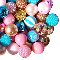 rose gold mixed 20mm bubblegum beads Personalized Pink Round Beads, Vibrant Pink Round Bead Jewelry, Fun Pink Round Beads Craft Supplies, Types Of Beads, Bubblegum Beads Wholesale, Mix Photo, Beadable Products, Bubblegum Beads, Multicolor 8mm Beads, Gems And Cabochons