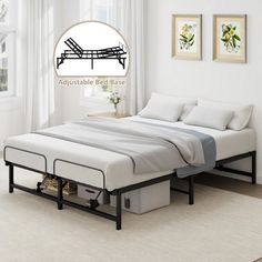 an adjustable bed base with storage underneath