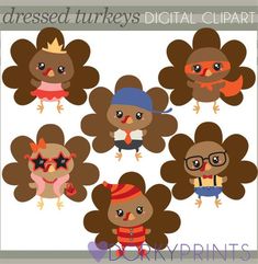 an image of turkeys digital clipart