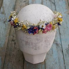 Please read the product title and product description, very sorry we cannot accept returns after delivery. Visit our main website www.artisandriedflowers.co.uk for offers, more designs, real weddings and testimonials. Our handmade dried flower hair crowns are a great alternative for creating a wild, bohemian look to your wedding.This half hair crown is great for wearing with a veil or with your hair tucked over the top as a headband style, the gap at the back measures approx 8 inches.They are ma Flower Crown Tutorial, Hair Crown, Hippie Wedding, Flower Company, May Weddings, Dried Floral, Crown Hairstyles, Wedding Hair And Makeup, Floral Crown