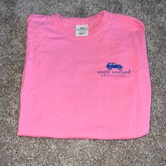 Never Worn Simply Southern T-Shirt Size Small Pink Basic Pink Summer Shirt, Casual Pink T-shirt For Spring, Pink Pre-shrunk Shirt For Spring, Basic Pink Pre-shrunk Shirt, Spring Pink Pre-shrunk Shirt, Casual Pink Short Sleeve T-shirt, Pink Spring Crew Neck Shirt, Pink Crew Neck Shirt For Spring, Spring Pink Pre-shrunk T-shirt