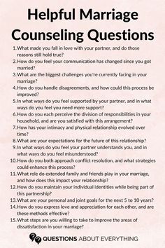 marriage counseling questions Questions To Ask Your Spouse, Counseling Questions, Marriage Counseling Questions, Boyfriend Questions, Marriage Inspiration, Intimate Questions, Relationship Lessons, Relationship Therapy, Marriage Help