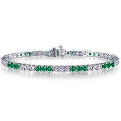 This sparkly tennis bracelet is set with Lafonn's signature Lassaire round cut simulated diamonds and simulated round cut emeralds in sterling silver bonded with platinum. Same day shipping Bracelet measures 7.25 inches long Includes bracelet box Ships fully insured to point of delivery All orders placed out of NY state (ordered by an out of state resident) are tax free Elegant Green Sterling Silver Jubilee Bracelet, Green Bangle Tennis Bracelet For Formal Occasions, Green Formal Tennis Bangle Bracelet, Classic Green Tennis Bracelet For Formal Occasions, Green Classic Tennis Bracelet For Formal Occasions, Timeless Green Bracelet For Formal Occasions, Timeless Green Bracelets For Formal Occasions, Classic Green Tennis Bracelet With Brilliant Cut, Classic Green Bracelet With Brilliant Cut