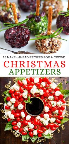 christmas appetizers with cranberry sauce and pretzels in the middle