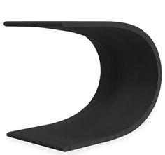 the curved shelf is black and has a white background