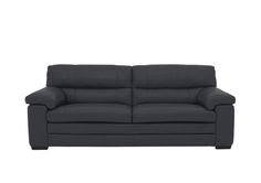 a black leather couch on a white background