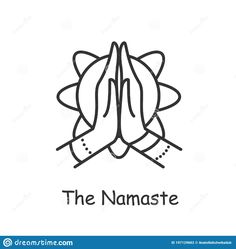 the namaste logo with two hands in front of each other and an inscription that reads