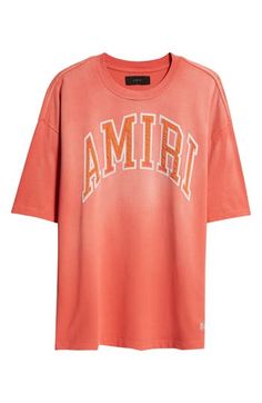 A faded wash lends a had-it-forever vibe to this oversized cotton T-shirt branded with this season's varsity-inspired appliqué-logo lettering. Crewneck Short sleeves 100% cotton Dry clean Made in Italy Designer Clothing