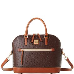 This modern dome satchel purse will make a statement everywhere it goes. The Ostrich Collection features textured leather bags you can effortlessly style and wear day or night. Ostrich Bag, Bridal Handbags, Monogram Pendant, Leather Satchel Bag, Dooney And Bourke, Dooney Bourke Handbags, Satchel Purse, Dooney & Bourke, Leather Satchel